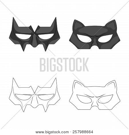 Vector Design Of Hero And Mask Symbol. Set Of Hero And Superhero Vector Icon For Stock.