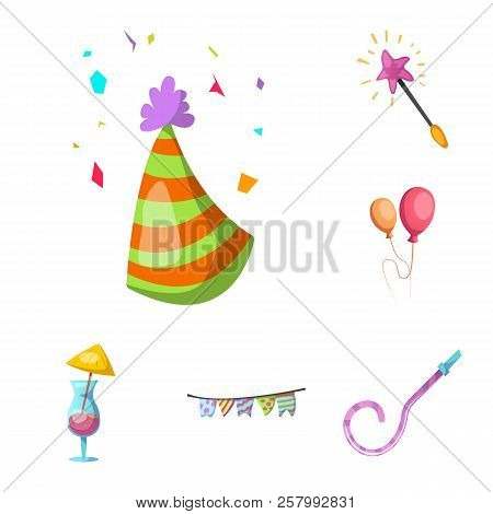 Isolated Object Of Party And Birthday Icon. Set Of Party And Celebration Stock Vector Illustration.