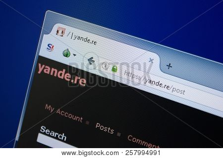 Ryazan, Russia - September 09, 2018: Homepage Of Yande Website On The Display Of Pc, Url - Yande.re.