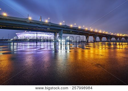 St.petersburg  Russia - July 19, 2018: The Western High Speed Diameter (whsd) Of St. Petersburg And 