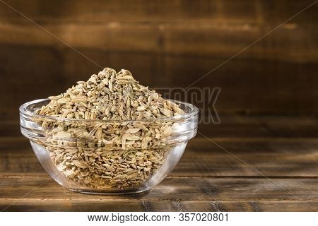 Fennel Seeds In A Small Bowl - Foeniculum Vulgare