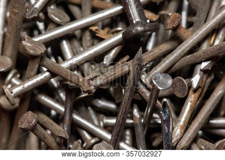 Lots Of Old Rusty Nails, Background And Texture Of Rusty Nails.rusty Nails As Background