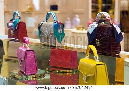 Beautiful Colored Women's Handbags Made Of Leather.