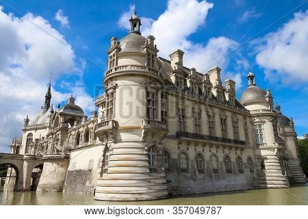 External View Of Famous Chantilly Castle, 1560 - A Historic Castle Located In Town Of Chantilly, Ois