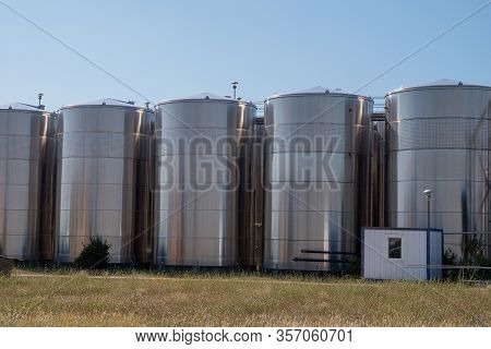 Storage Tanks Of Products For Alcohol-based Hand Sanitizer. Protect Public Health Coronavirus Covid-