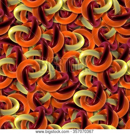Seamless Realistic 3d Pattern. Abstract Background For Design From Torus. The Figure Is A Tor.