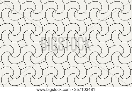 Geometric Seamless Pattern. Vector Background With Abstract Line Texture. Neutral Monochrome Wallpap