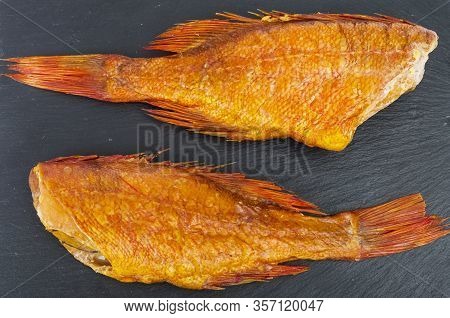 Hot Smoked Red Sea Bass. Stuio Photo