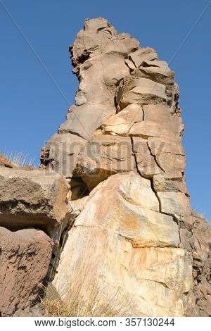 pinnacle of magmatic rock formation in Etna Park, Sicily