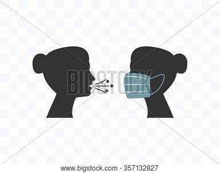 Waman, Medical Mask Icon. Vector Illustration, Flat Design.