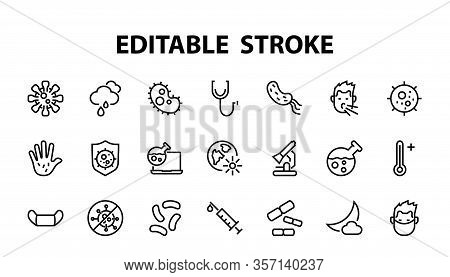 Coronavirus A Set Of Icons On The Theme Of Coronavirus, Contains Such Icons As Nucleation, Hand Wash