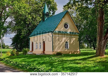 Belarus, Zalesie August 2019. House Church In The Old Manor Of The Famous Composer Oginsky.