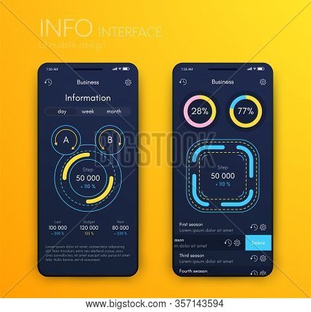 Mobile Application Interface. Ui Design, Vector Illustration