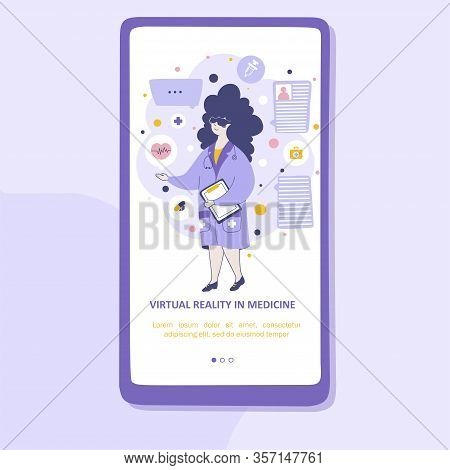 Virtual Reality Medical Services Vector Mobile App Page Template