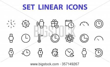 Simple Set Of Time Icon Color Editable Template. Contains Icons Such As Time Check, Speedometer Cale