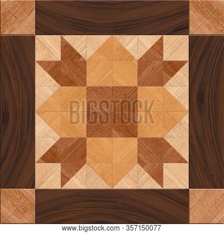 Floor And Wall Geometric Pattern Wooden Decorative Mosaic Tile With Block And Flower Pattern
