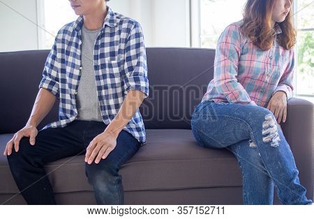 Asian Couples Remain Silent And Resent Each Other After A Violent Argument. Love Problem