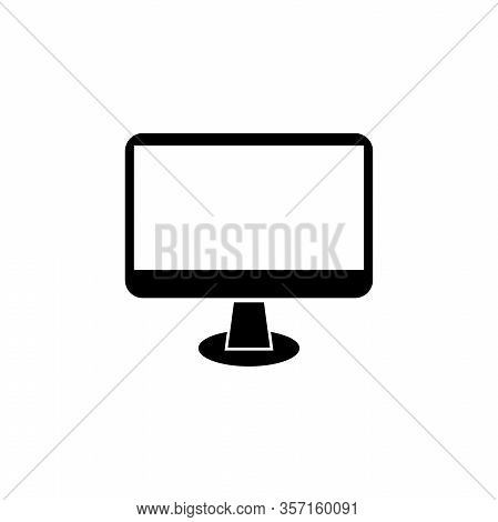 Widescreen Computer Monitor, Monoblock. Flat Vector Icon Illustration. Simple Black Symbol On White 