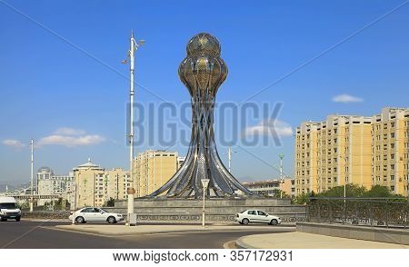 Ashgabat, Turkmenistan - May 02, 2019:  Modern Architecture Of Ashgabat. The Monument Is Called 