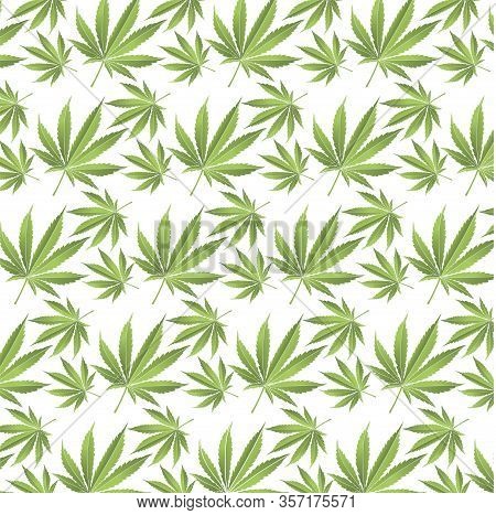 Cannabis Leaf On Green Background. Esp Pattern