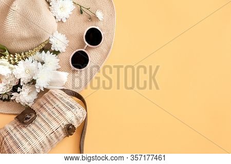Summer Stylish Background With Summer Accessories.summer Concept
