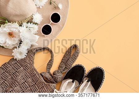 Summer Stylish Background With Summer Accessories.summer Concept