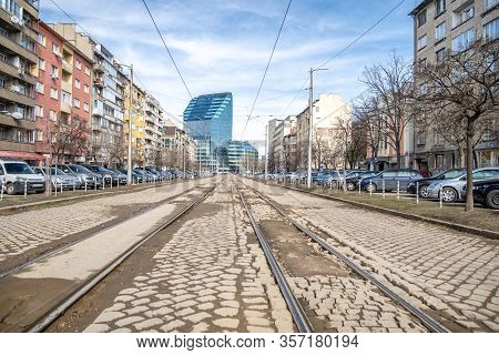 Sofie - March 1, 2020: Street Of The Capital Of Bulgaria