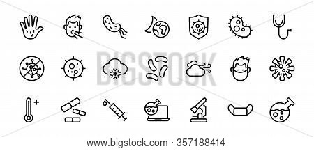 Coronavirus A Set Of Icons On The Theme Of Coronavirus, Contains Such Icons As Nucleation, Hand Wash