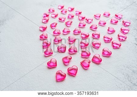 Pink Heart On A White Background On The Right, Copyspace