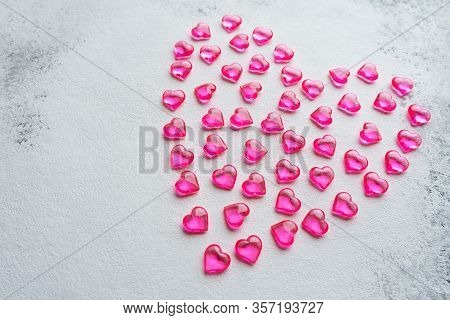 Pink Heart On A White Background, Top View