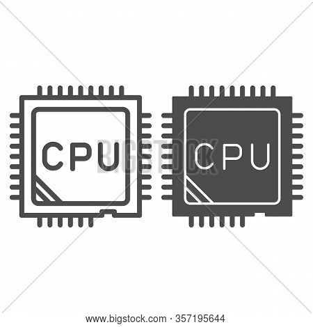 Processor Line And Solid Icon. Chip Or Microchip, Central Processing Unit Symbol, Outline Style Pict