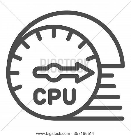 Processor Usage And Load Speed Line Icon. Cpu Chip Performance Sensor Symbol, Outline Style Pictogra
