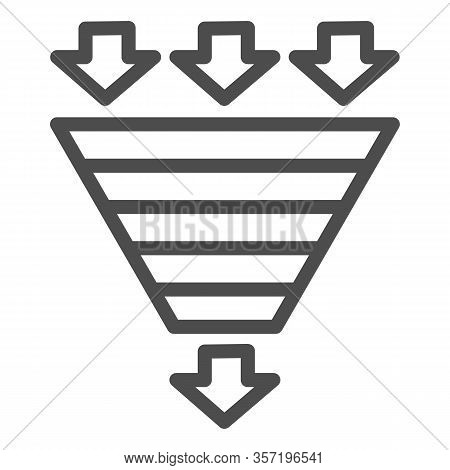 Bottleneck Chart Line Icon. Consumption Pyramid, Funnel Diagram Symbol, Outline Style Pictogram On W