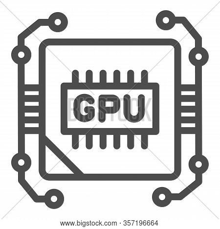 Circuit And Video Chip Line Icon. Graphic Processor Core, Hardware Unit Symbol, Outline Style Pictog