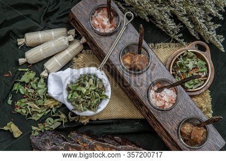 Thai Herbal Plant And Healthy Drinks Concept. Panoramic Banner Background With Copy Space For Design