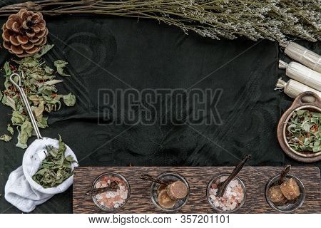 Thai Herbal Plant And Healthy Drinks Concept. Panoramic Banner Background With Copy Space For Design
