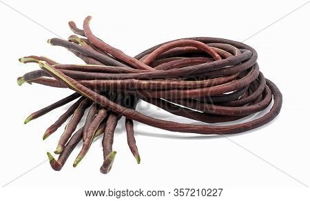 Yardlong Bean Or Chinese Long Bean Isolated On White Background