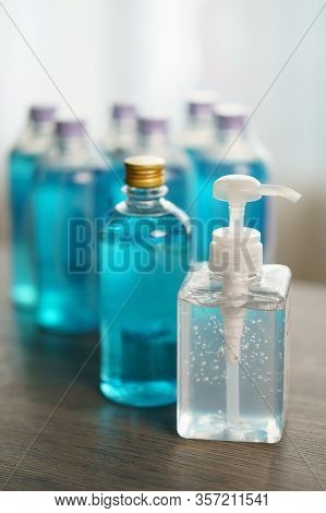 Sanitizer Gel And Isopropyl Alcohol For Corona Virus Or Covid-19 Protection.