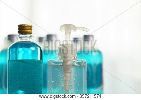 Sanitizer Gel And Isopropyl Alcohol For Corona Virus Or Covid-19 Protection.