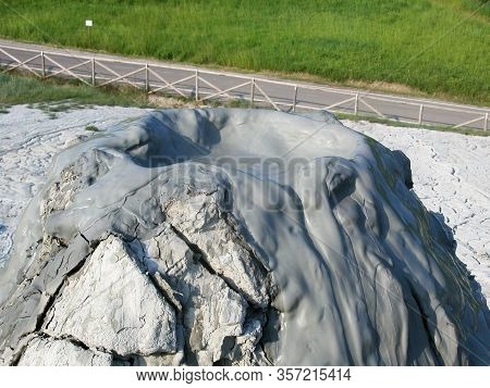 Mud Volcano In The Natural Reserve Park Of Salse Di Nirano. Fiorano, Italy. The Salse Are Gaseous Hy