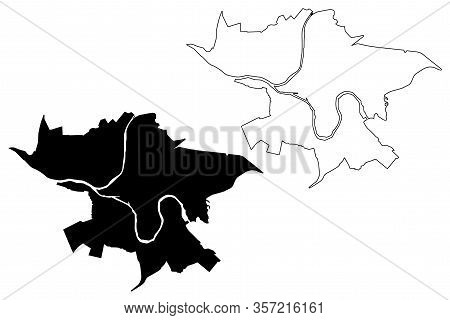 Kaunas City (republic Of Lithuania) Map Vector Illustration, Scribble Sketch City Of Kaunas Map