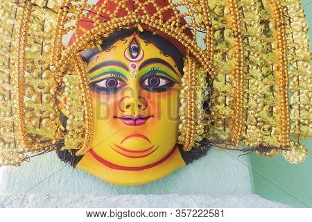 Purulia, West Bengal, India - August 15th 2017 : Colorful Chhau (or Chhou) Masks Of Goddess Durga, H