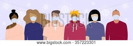 Coronavirus In China. Novel Coronavirus 2019-ncov , People In White Medical Face Mask. Concept Of Co