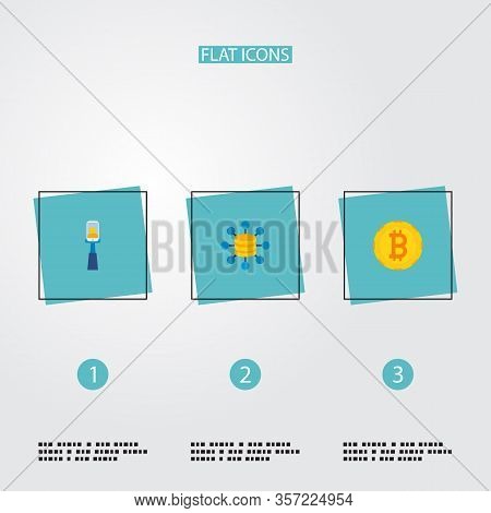 Set Of Modern Icons Flat Style Symbols With Crypto Currency, Selfie, Big Data And Other Icons For Yo
