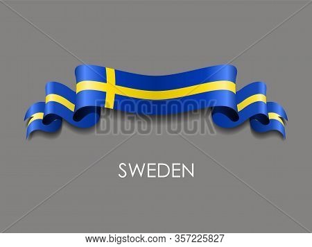 Swedish Flag Wavy Ribbon Background. Vector Illustration.