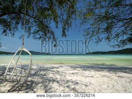 Saracen Bay Beach In Tropical Paradise Koh Rong Samloen Island Near Siahnaoukville In Cambodia