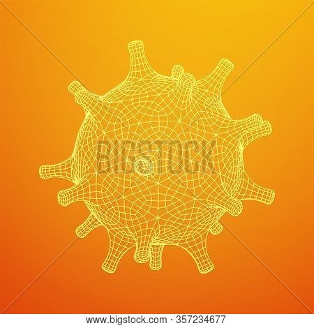 Corona Virus Virion Of Coronavirus. Covid Virus That Caused Epidemic Of Pneumonia In China. Wirefram