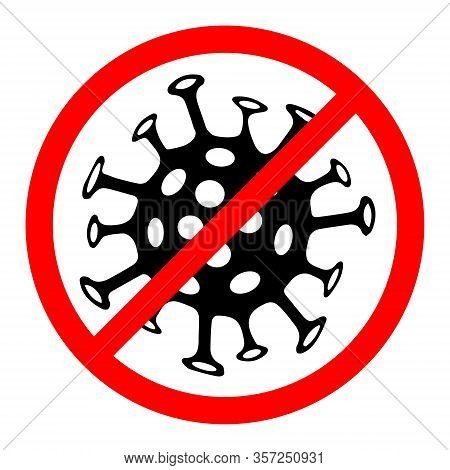 Coronavirus Bacteria Cell Icon, 2019-ncov Novel Coronavirus Bacteria. No Infection And Stop Coronavi