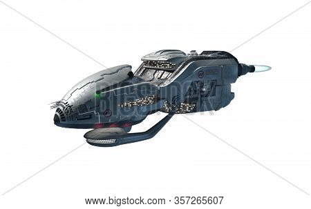 3d Intergalactic Spaceship For Futuristic Deep Space Travel Or Science Fiction Backgrounds, With The