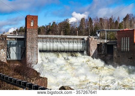 Hydroelectric Power Generation Plant And Ankkapurha Industrial Museum At Kymijoki River, Finland.